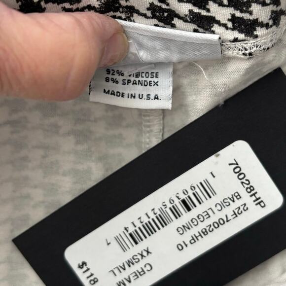 NEW Bryn Walker Size XXS Houndstooth Printed Leggings Black White USA Made - Picture 5 of 7